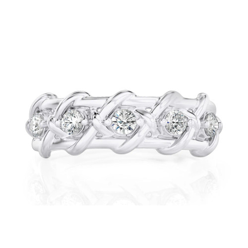 Lab Grown 0.50 Ct Diamond Round Criss Cross Ring
