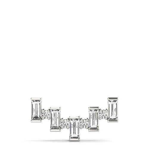 White Gold Baguette & Round Diamond Necklace (0.63 ct.tw.)