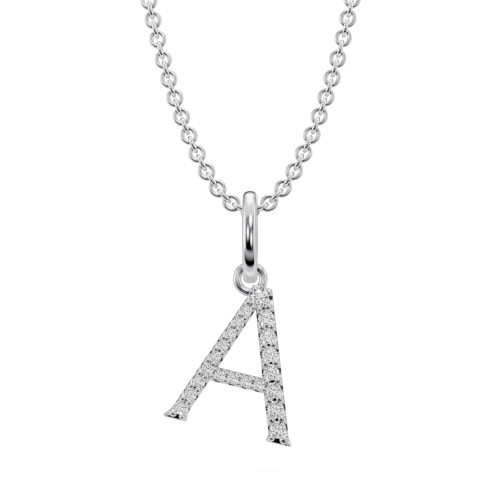 Lab-Grown 0.10 Ct Diamond Initial Letter "A" Pendant