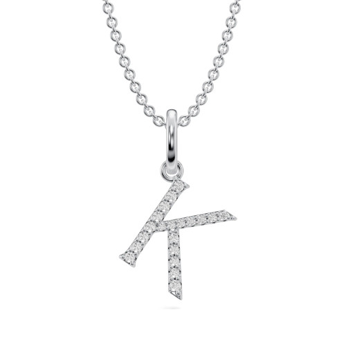 Lab-Grown Diamond Initial Letter "K" Pendant