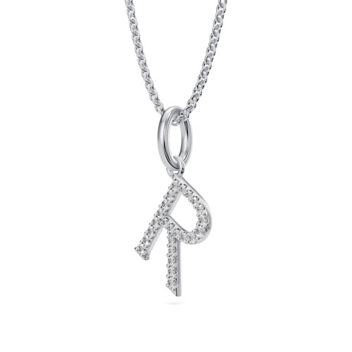 Lab-Grown 0.10 Ct Round Diamond Letter "R" Pendant