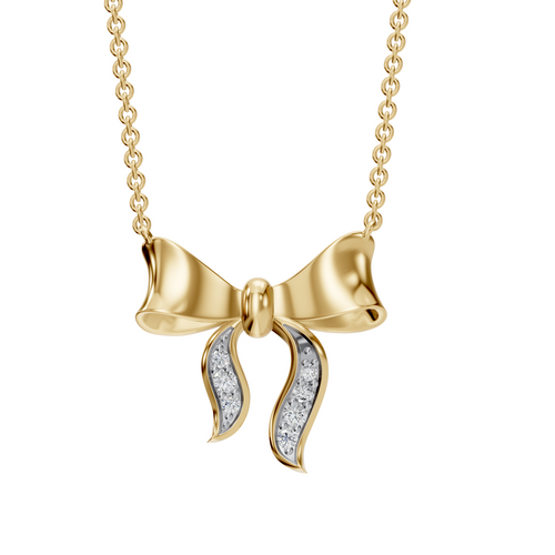 Lab Grown 0.1 Carat Diamond Bow Pendant Necklace