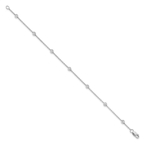 White Gold Rolo Chain Lab-Grown Diamond Station Bracelet (0.45 ct.tw.)