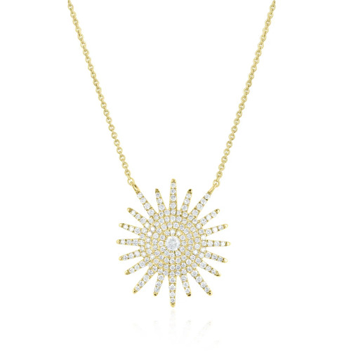 14k Gold Natural Diamond Starburst Necklace (0.53 ct.wt)