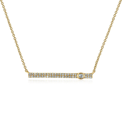 14K Yellow Gold Natural Diamond Bar Necklace (0.21 ct.wt)