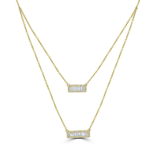 14K Yellow Gold Natural Diamond Multi-Row Necklace (0.56 ct.wt)