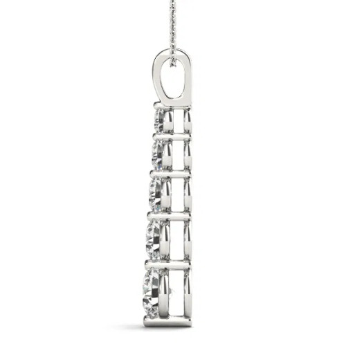 White Gold Five Stone Linear Diamond Necklace (2.00 .tw.)
