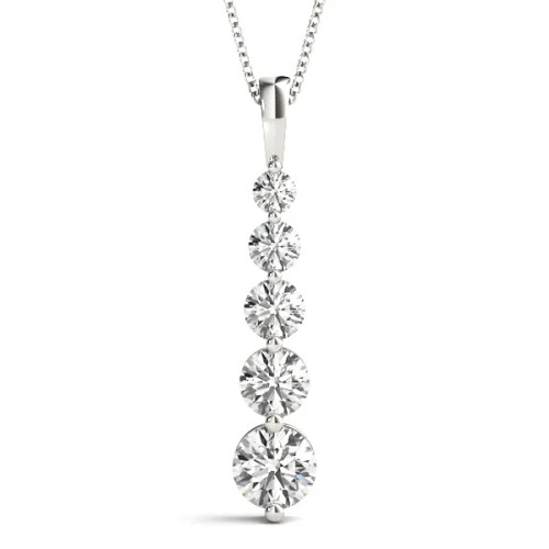 White Gold Five Stone Linear Diamond Necklace (2.00 .tw.)