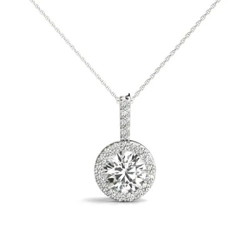 White Gold Round Halo Diamond Necklace (0.63 ct.tw.)