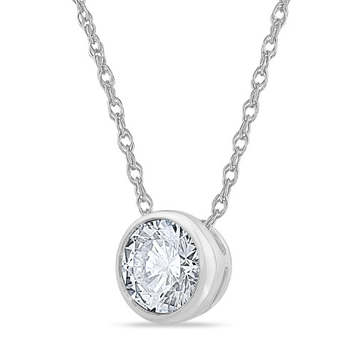 White Gold Round Solitaire Diamond Pendant (1.00 ct.tw.)