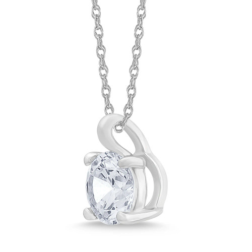 White Gold Round Cut Solitaire Diamond Pendant (1.00 ct.tw.)