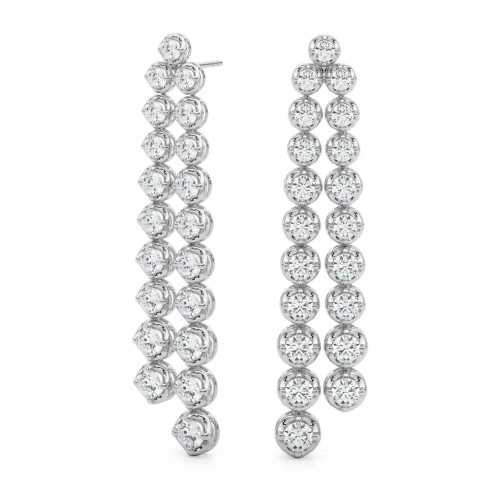 White Gold Double Strand Bezel Linear Earrings (4.50 ct.tw.)