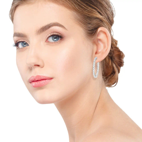 White Gold Round Diamond Hoops (4.50 ct.tw.)