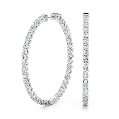 White Gold Round Diamond Hoops (4.00 ct.tw.)