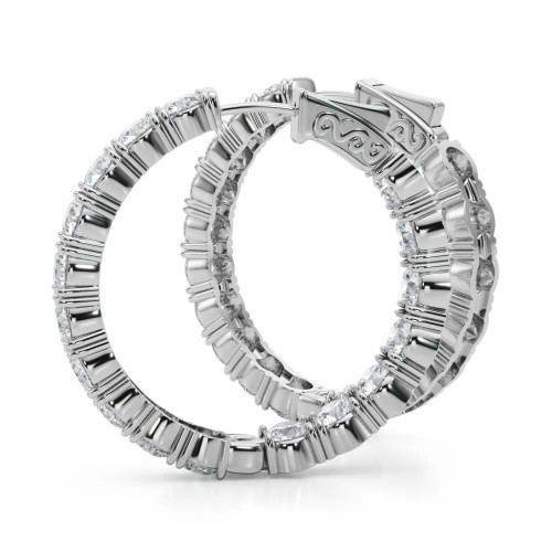 White Gold Round Diamond Hoops (6.88 ct.tw.)