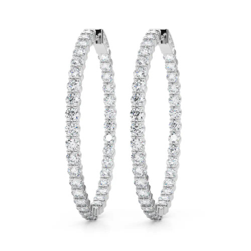White Gold Round Diamond Hoops (6.33 ct.tw.)