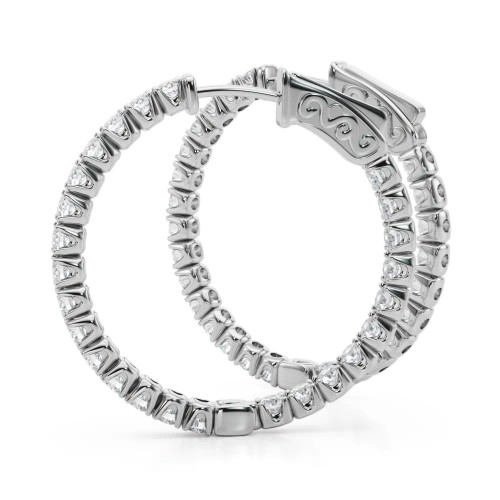 White Gold Round Diamond Hoops (2.00 ct.tw.)