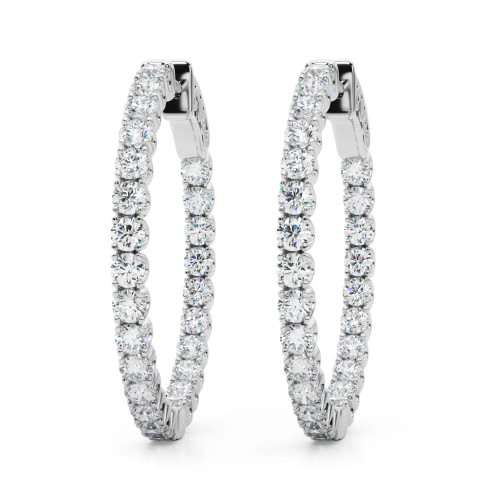 White Gold Round Diamond Hoops (2.00 ct.tw.)