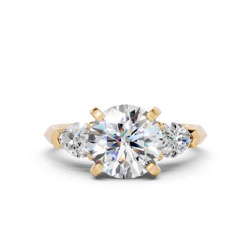 3-Stone Engagement Ring with Pear Side Stones and Pavé Gallery (2.93 cttw)