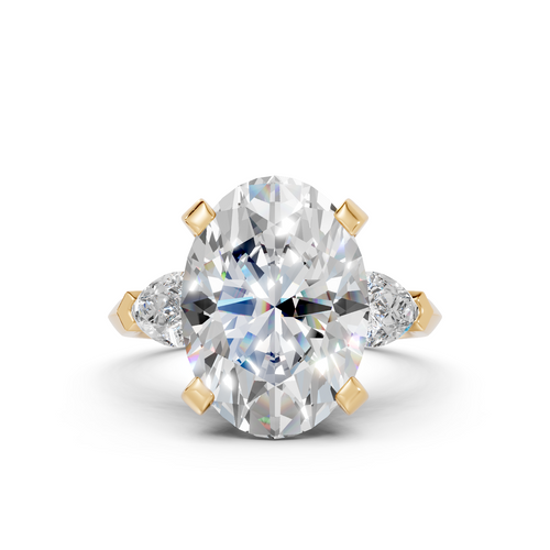 Oval & Pear Three-Stone Ring (6.18 cttw)