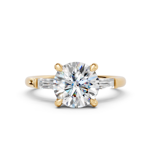 Round Brilliant & Tapered Baguette Three-Stone Ring (2.24 cttw)