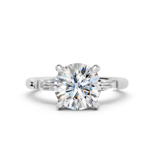 Round Brilliant & Tapered Baguette Three-Stone Ring (2.24 cttw)