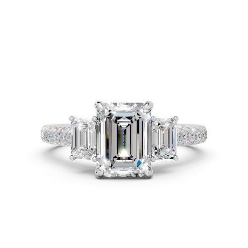 Triple Emerald-Cut Pavé Anniversary Ring (2.36 cttw)