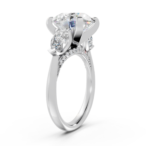 Round Brilliant & Pear-Cut Statement Three-Stone Ring (6.18 cttw)