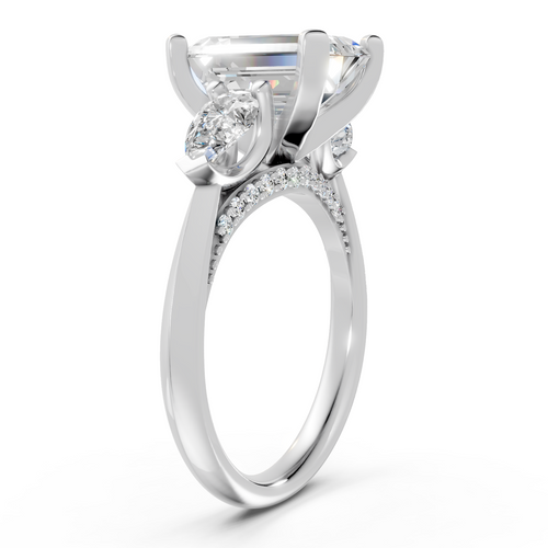 Emerald-Cut & Pear-Cut Three-Stone Statement Ring (3.98 cttw)