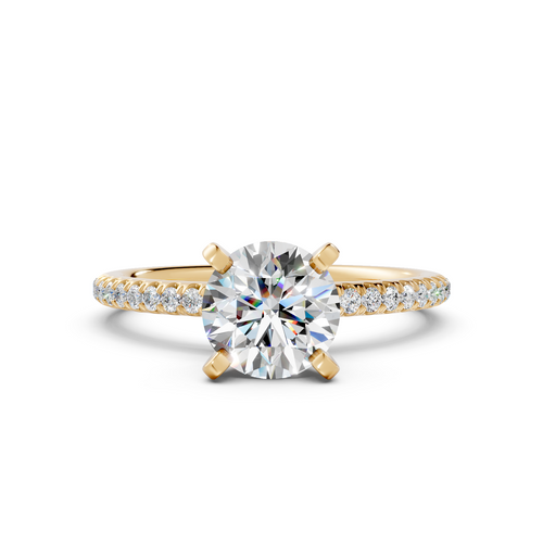 Round Brilliant Pavé Solitaire Engagement Ring (1.16 cttw)