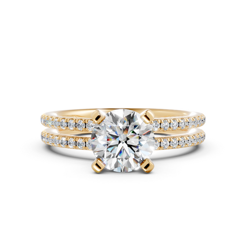 Double Row Pavé Round Diamond Engagement Ring (1.26 cttw)