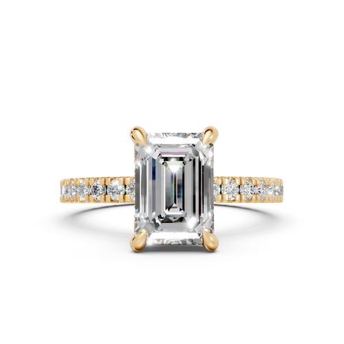 Emerald-Cut Diamond Hidden Halo Engagement Ring (2.48 cttw)