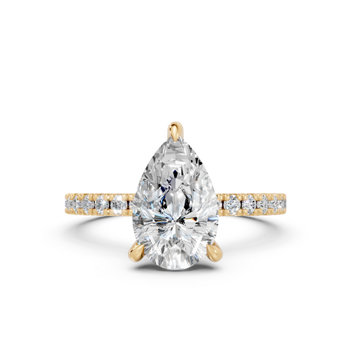 Pear-Cut Diamond Hidden Halo Engagement Ring (2.50 cttw)