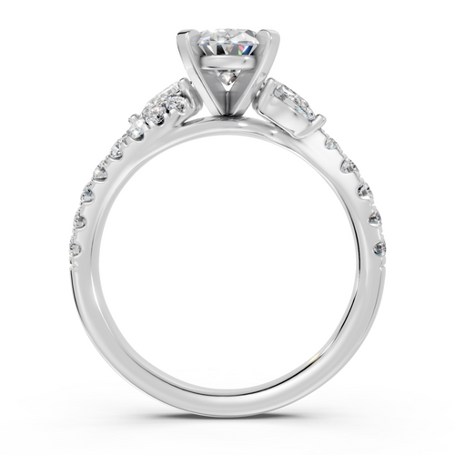 Oval Three-Stone Bypass Diamond Engagement Ring (1.51 cttw)