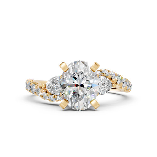 Oval Three-Stone Bypass Diamond Engagement Ring (1.51 cttw)