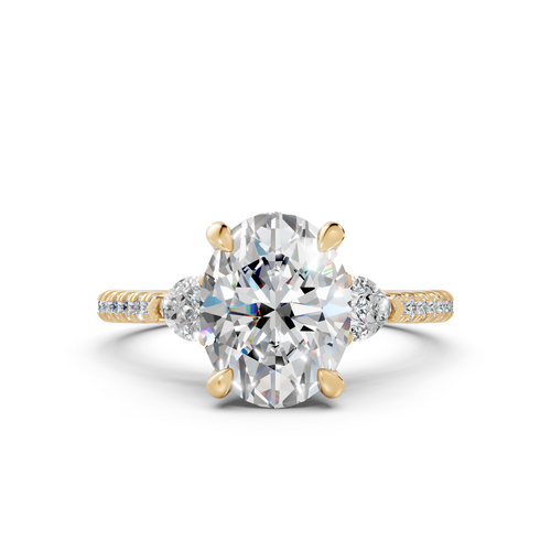 Oval Three-Stone Engagement Ring with Pear Accents (2.54 cttw)