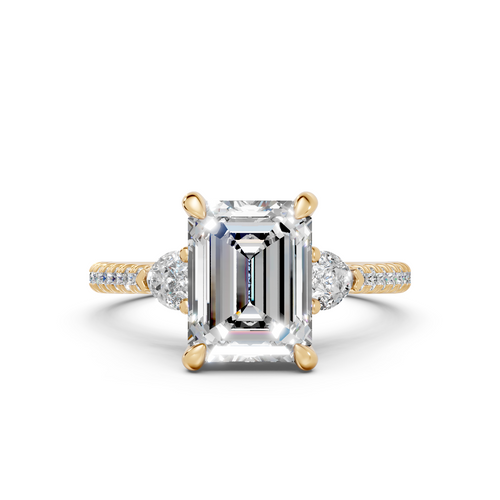 Emerald Three-Stone Engagement Ring with Pear Accents (2.54 cttw)