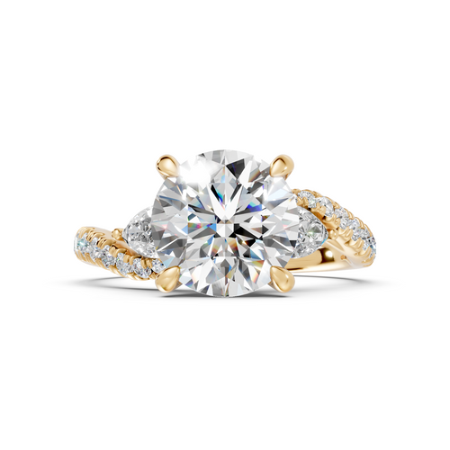 Round Bypass Engagement Ring with Pear Accents (2.64 cttw)