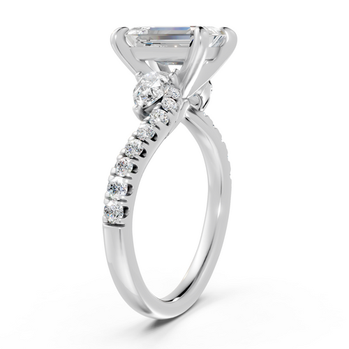 Emerald Bypass Engagement Ring with Pear Accents (2.64 cttw)
