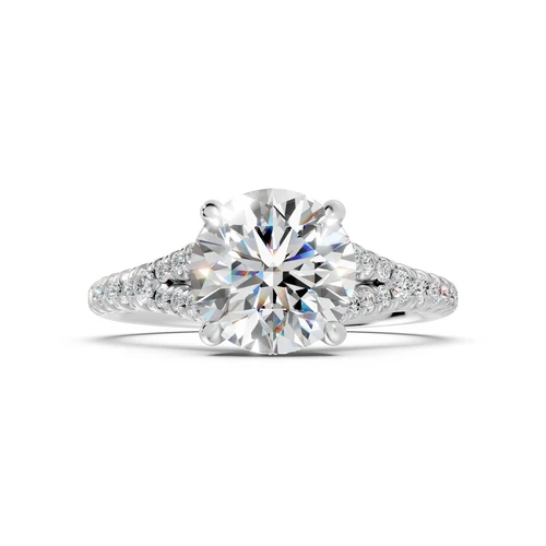 Round Split-Shank Engagement Ring with Pear Accents (2.31 cttw)