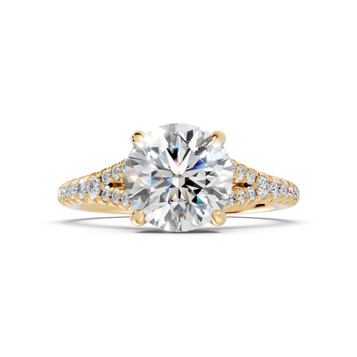 Round Split-Shank Engagement Ring with Pear Accents (2.31 cttw)