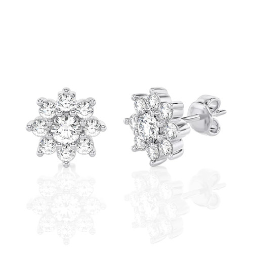 Floral Design Halo Studs Earrings (0.50 ct.tw.)
