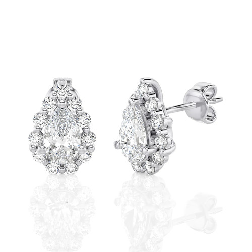 Pear Shape Halo Stud Earrings (1.10 ct.tw.)