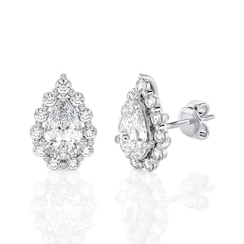 Pear Shape Halo Stud Earrings (2.00 ct.tw.)