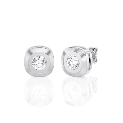 Rounded-Edge Bezel Set Stud Earrings (0.20 ct.tw.)