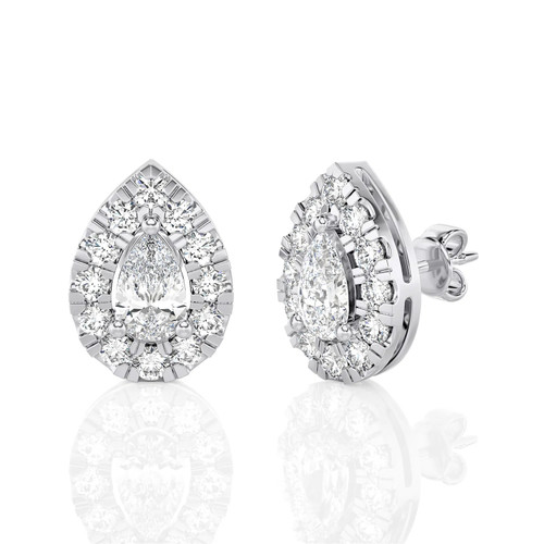 Pear Shape Halo Stud Earrings (2.00 ct.tw.)