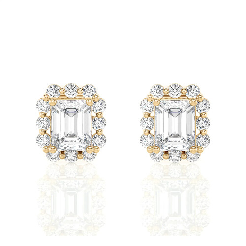 Scalloped Emerald Halo Stud Earrings (1.00 ct.tw.)