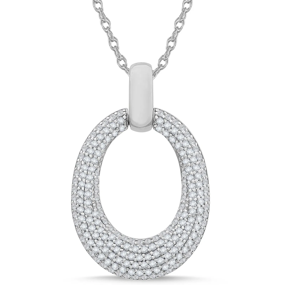 Pave Open Oval Pendant (0.75 ct.tw)