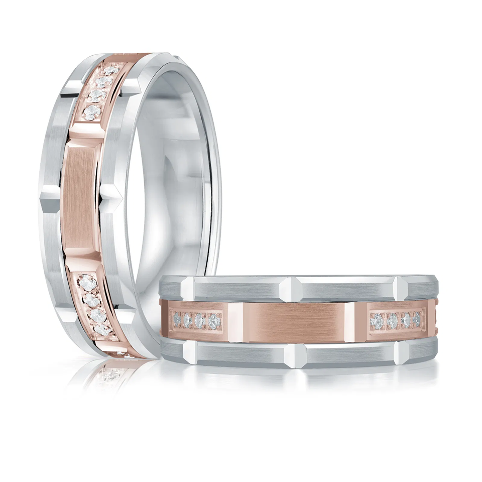 14K White and Rose Gold 7mm Diamond Ring (0.20 ct.tw.)