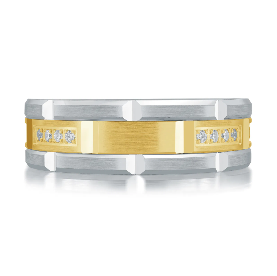14K White and Yellow Gold 7mm Diamond Ring (0.20 ct.tw.)